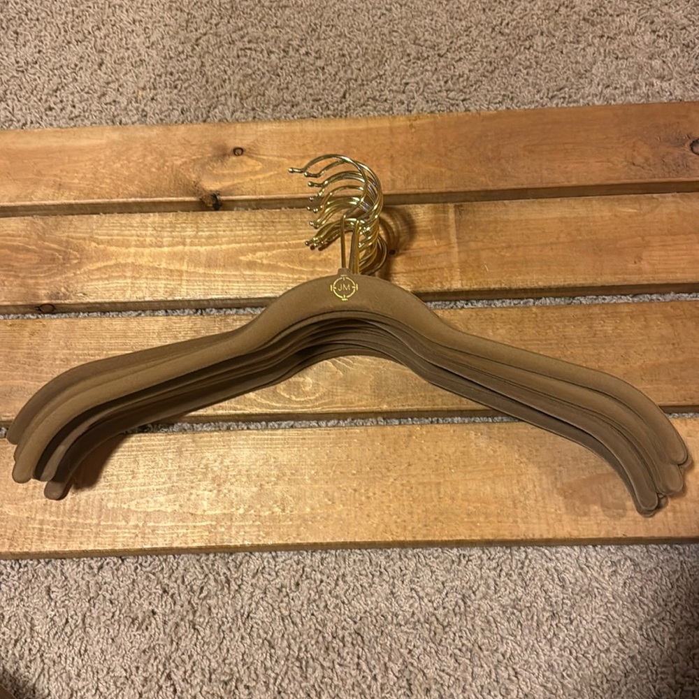 Joy Mangano s/12 dark beige flecked shirt hangers.